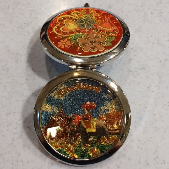 Vintage Thailand Double Mirror Compact Handheld Vanity Lucky Elephant/Floral ❤️ - Picture 5 of 8